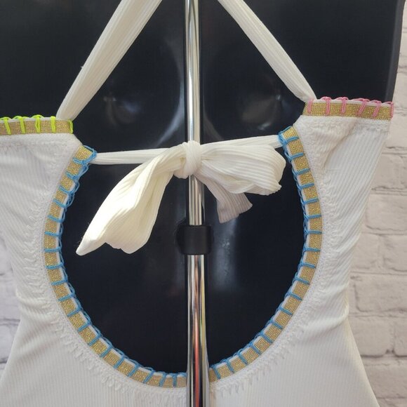 Ferrarini x PQ PQ Crochet-Trim One-Piece Swimsuit- White - Picture 8 of 9